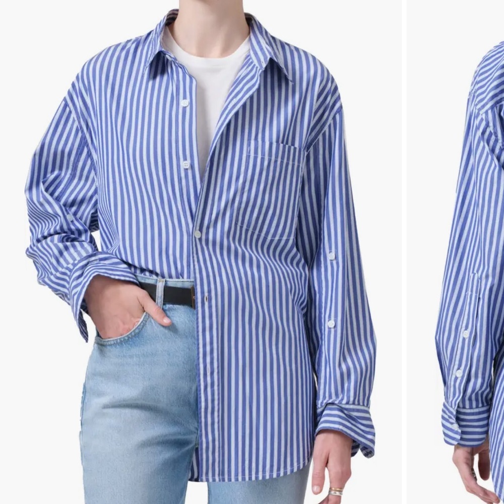 Citizens Of Humanity Blue Striped Button Down Shirt